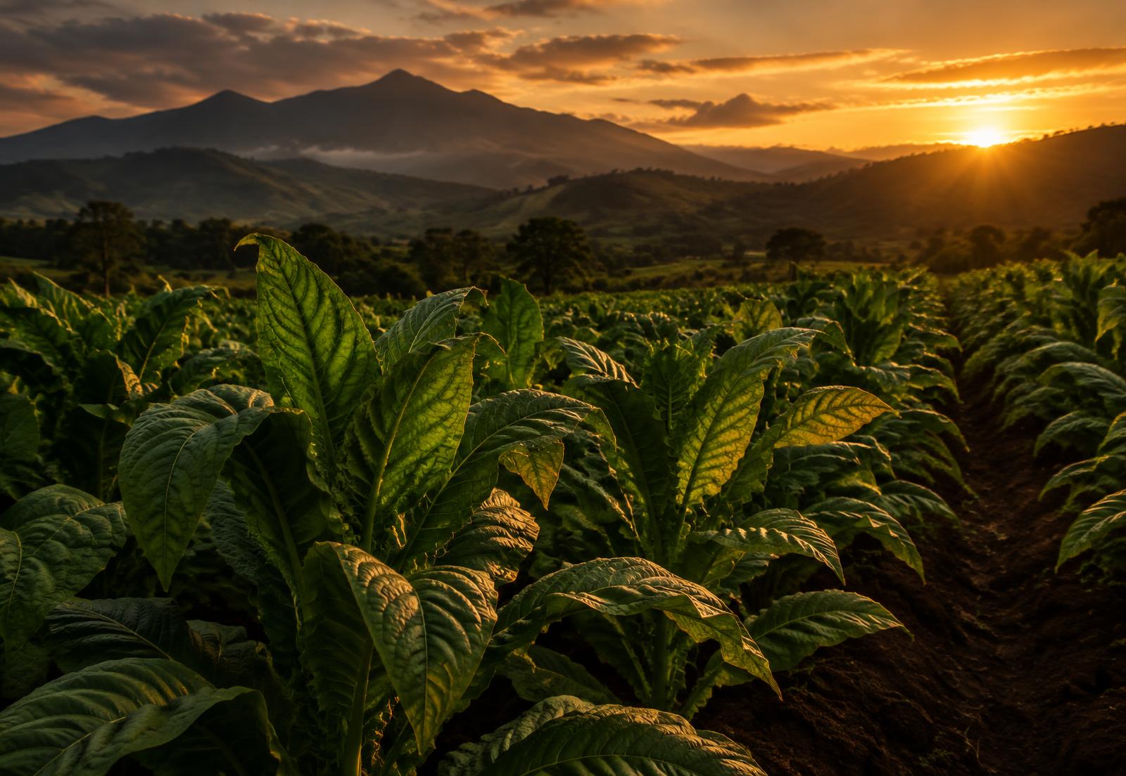 Tobacco plants growing in the Nicaraguan highlands